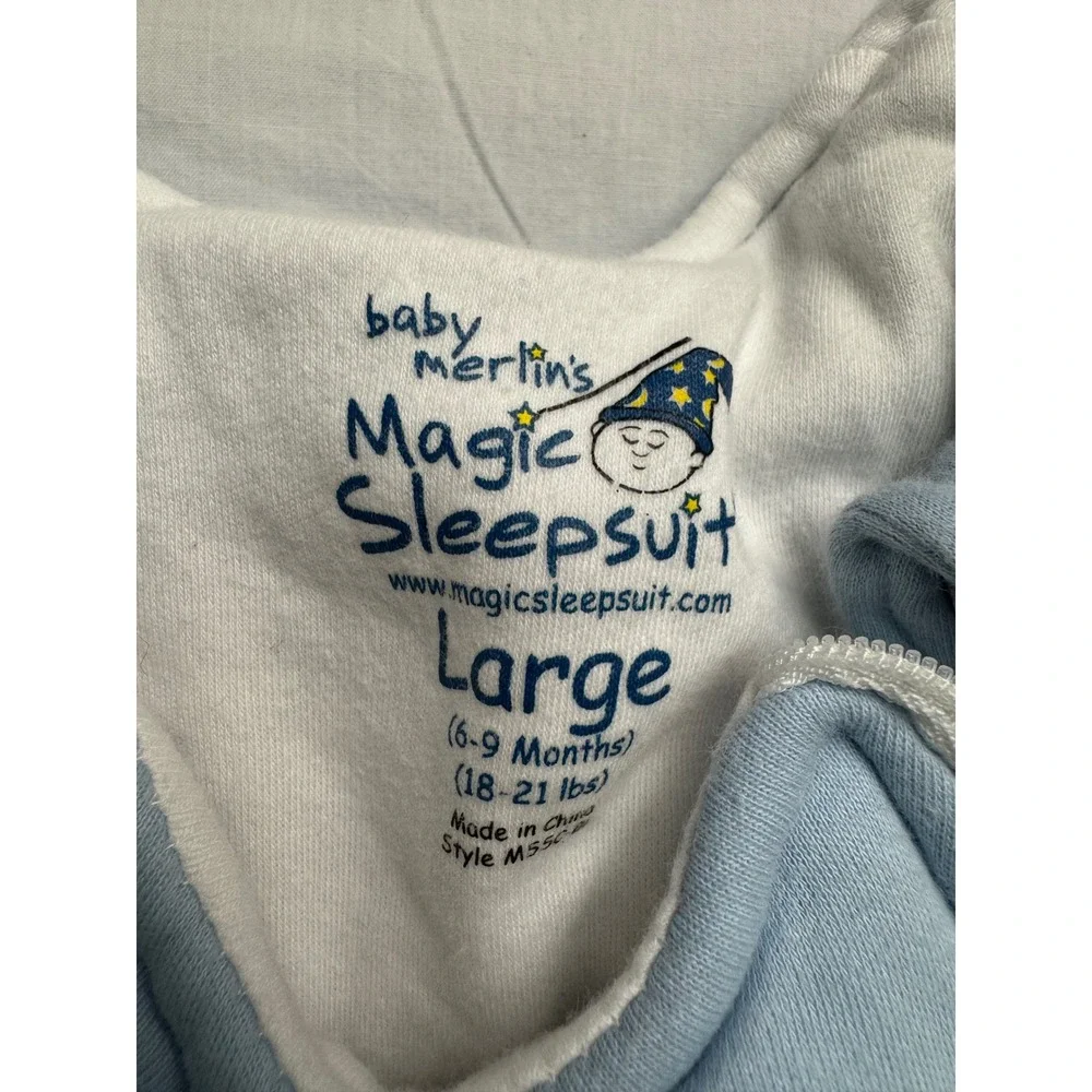 Baby Merlin's Magic Sleepsuit Blue Cotton Transition Swaddle Large 6-9 Months